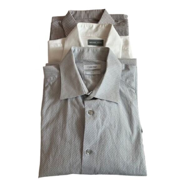 GUC Michael Kors & Calvin Klein Slim Dress Shirts - Set of 3. Size 16.5, 34/35. - Picture 2 of 8